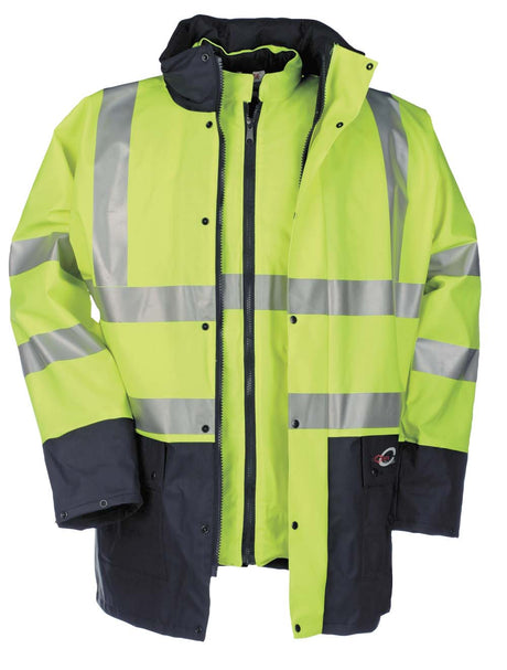 Sioen Marianis Hi-Vis Winter Rain Jacket with Detachable Bodywarmer Yellow/Navy 6833