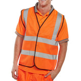 High Visibility Safety Vest Sleeveless Velcro Fastening Orange Size L