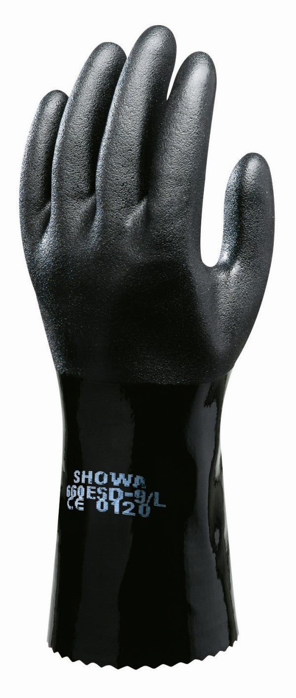 Showa 660 ESD PVC Black Safety Chemical Resistant Work Glove