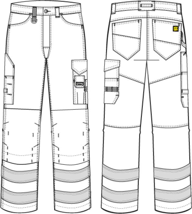 Tranemo Cargo Kneepad Hi Vis Trousers Hi Vis Yellow/Grey 4820 44 92 Ce-Me