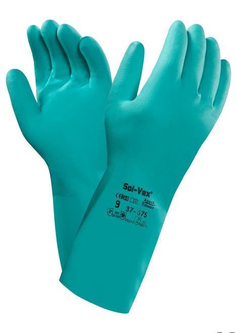 Ansell 37-675 Sol-Vex® Nitrile Chemical Resistant Gloves - Green