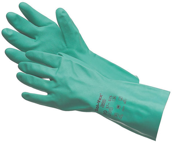 Ansell 37-675 Sol-Vex® Nitrile Chemical Resistant Gloves - Green ...