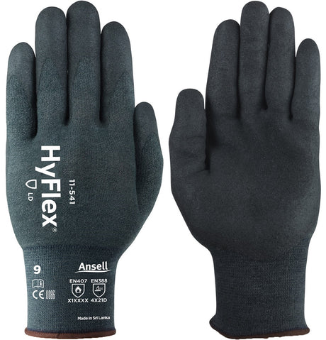 Ansell 11-541 HyFlex Safety Gloves Cut 4 Protection Nitrile Palm Coating