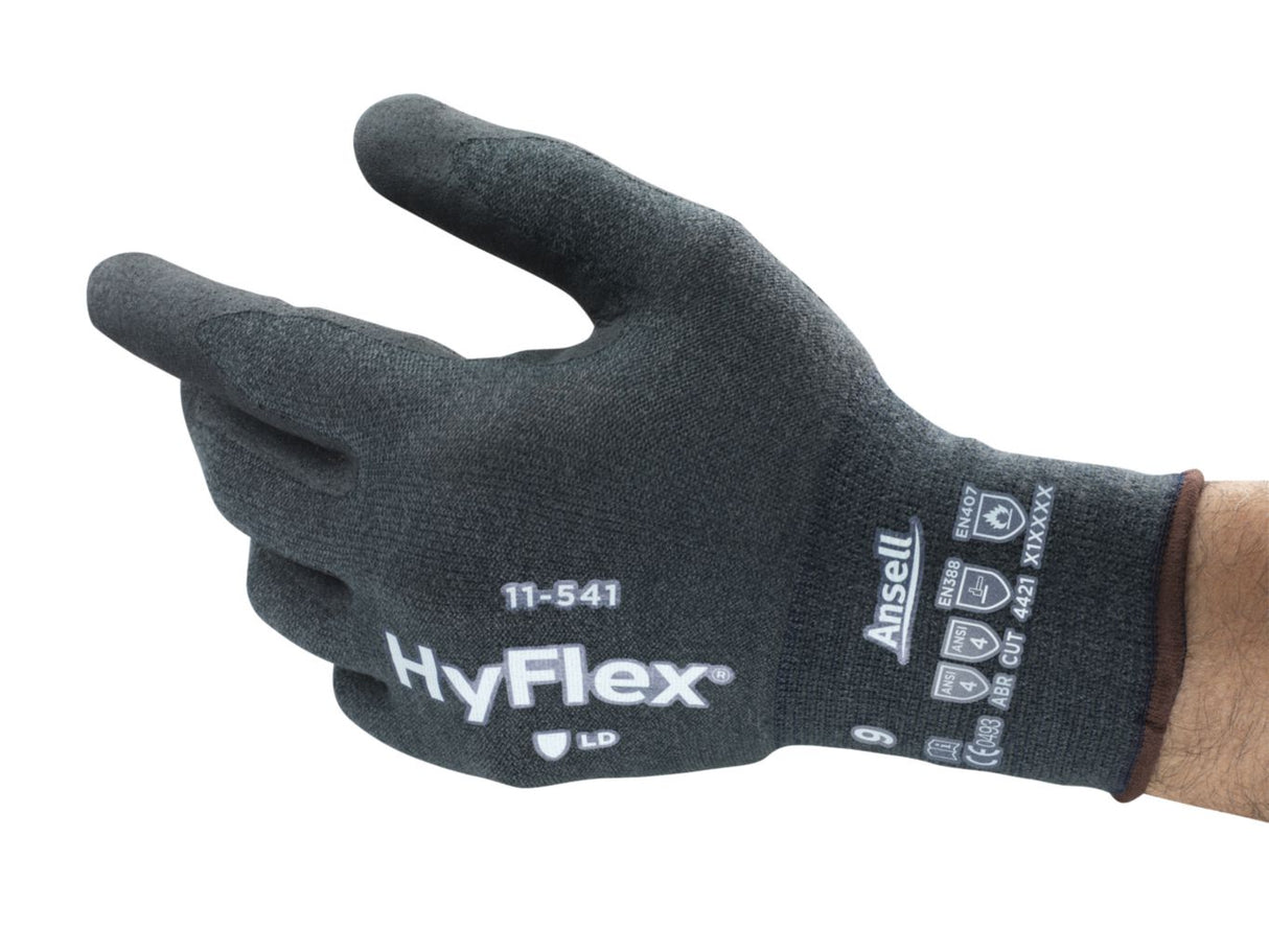 Ansell 11-541 HyFlex Safety Gloves Cut 4 Protection Nitrile Palm Coating