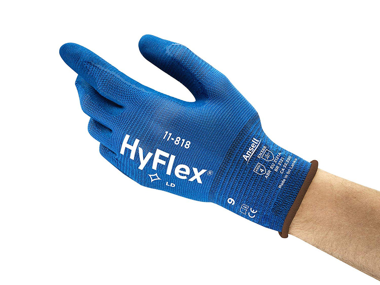 Ansell 11-818 HyFlex Nylon FORTIX Nitrile Foam Coating Work Gloves 4.1.2.1