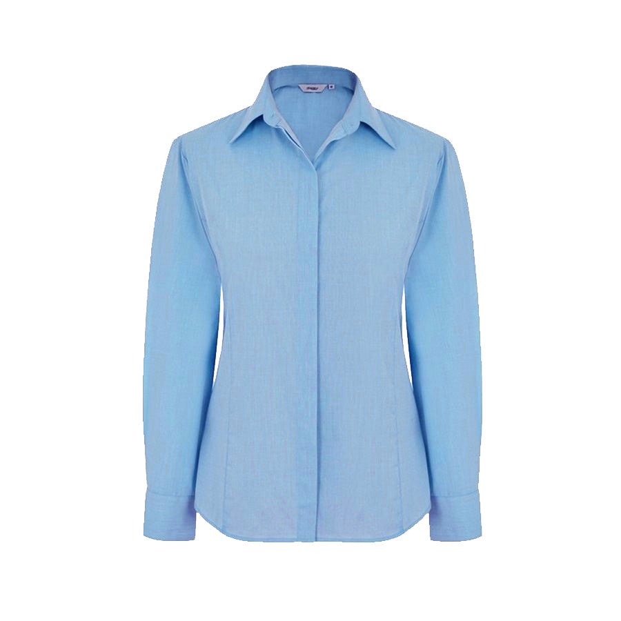 Disley BL931 End To End Polycotton Long Sleeve Light Blue Ladies Blouse