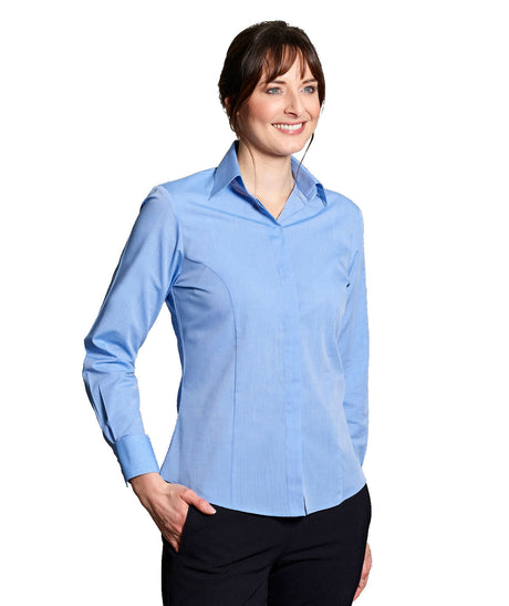 Disley BL931 End To End Polycotton Long Sleeve Light Blue Ladies Blouse