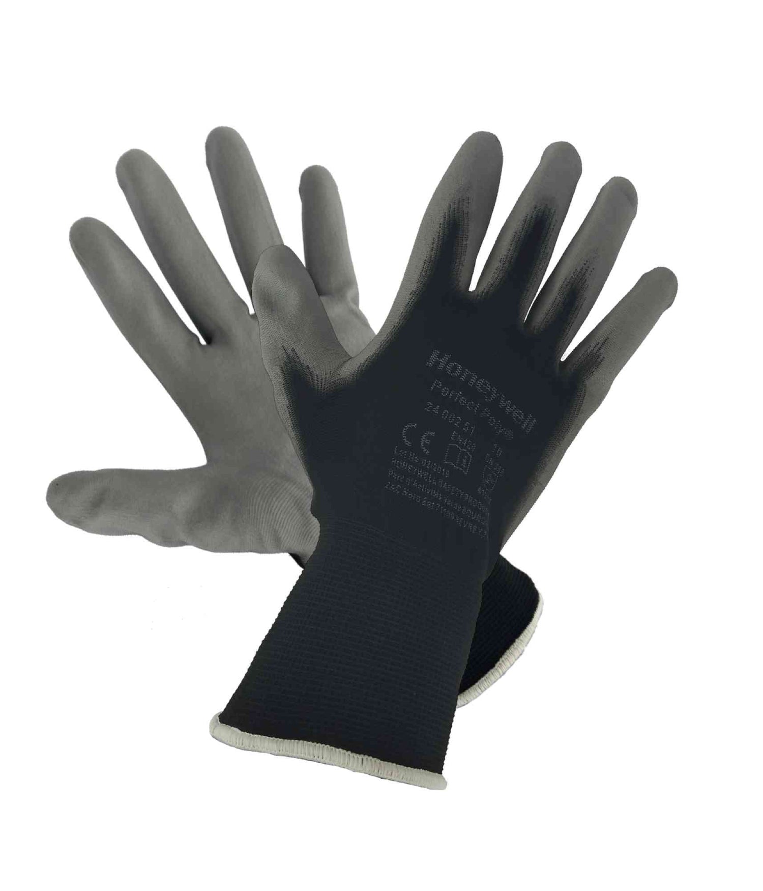 Honeywell 2400251 Perfect Poly Black Polyamide Grey Coated Gloves, Siz ...