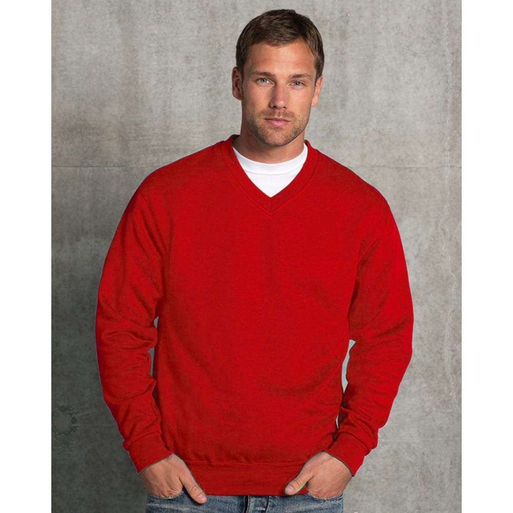 Russel 272M Men Polycotton Classic V-Neck Sweatshirt - Red