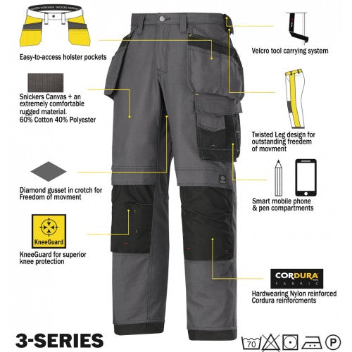 Snickers Workwear 3214 Knee Pads Multipockets Holster Work Trousers