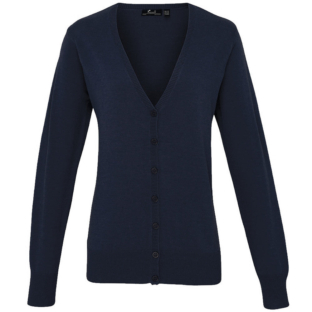 Premier PR697 V-Neck Cotton Acrylic Navy Ladies Cardigan, Size - 10