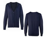 Premier PR697 V-Neck Cotton Acrylic Navy Ladies Cardigan, Size - 10