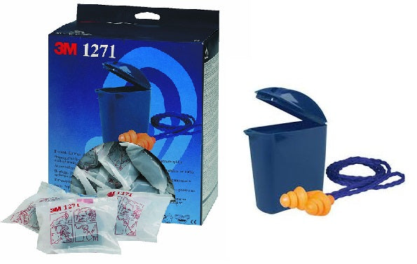 3M 1271 Re-usable Ear Plugs with Storage Case Box Of 50