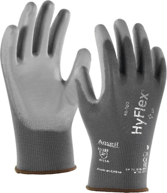 Ansell HyFlex 48-102 Work Gloves PU Coating Grey