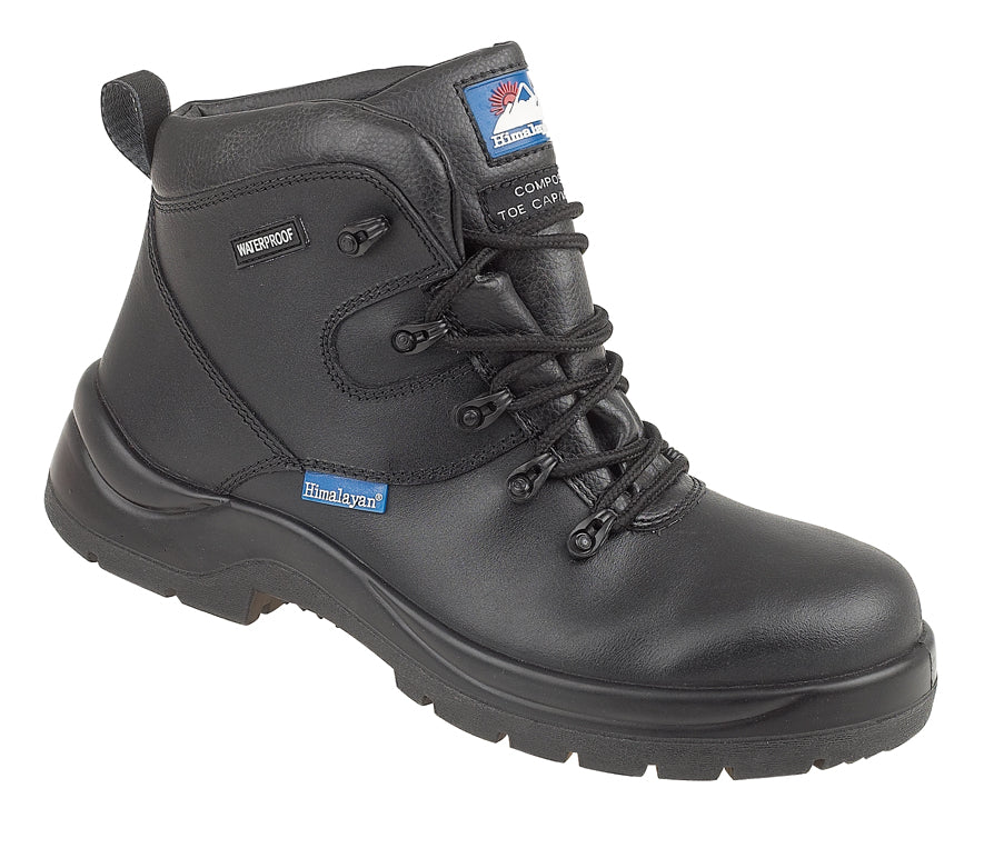 Himalayan Black Leather HyGrip "Waterproof" Safety Boot with Metal FreeToe/Midsole Pu Outsole