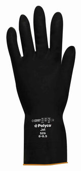 Polyco Jet Heavy Duty Gauntlets Reusable Natural Rubber Black