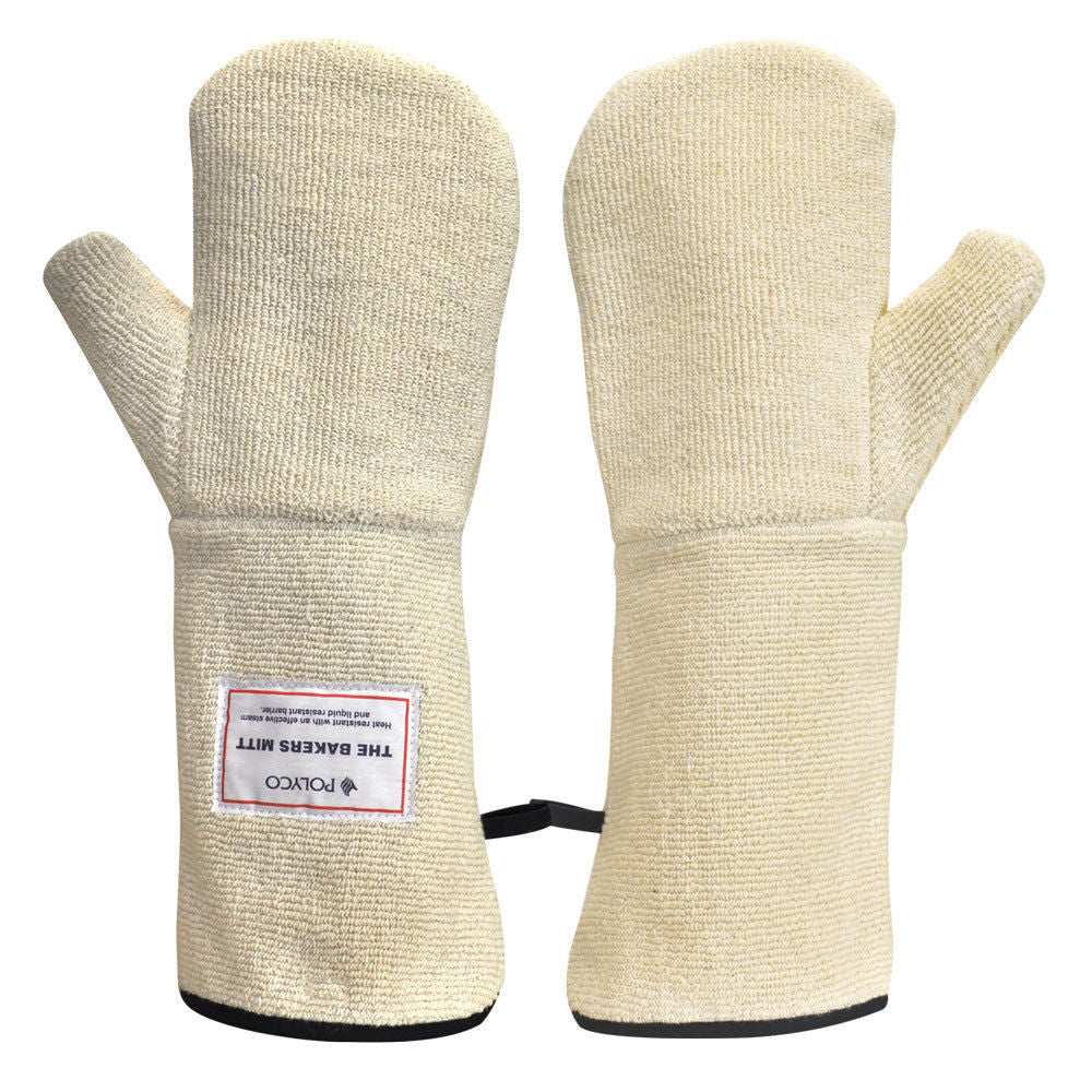 Polyco Bakers Mitt Heat Resistant Oven Mittens 40cm White