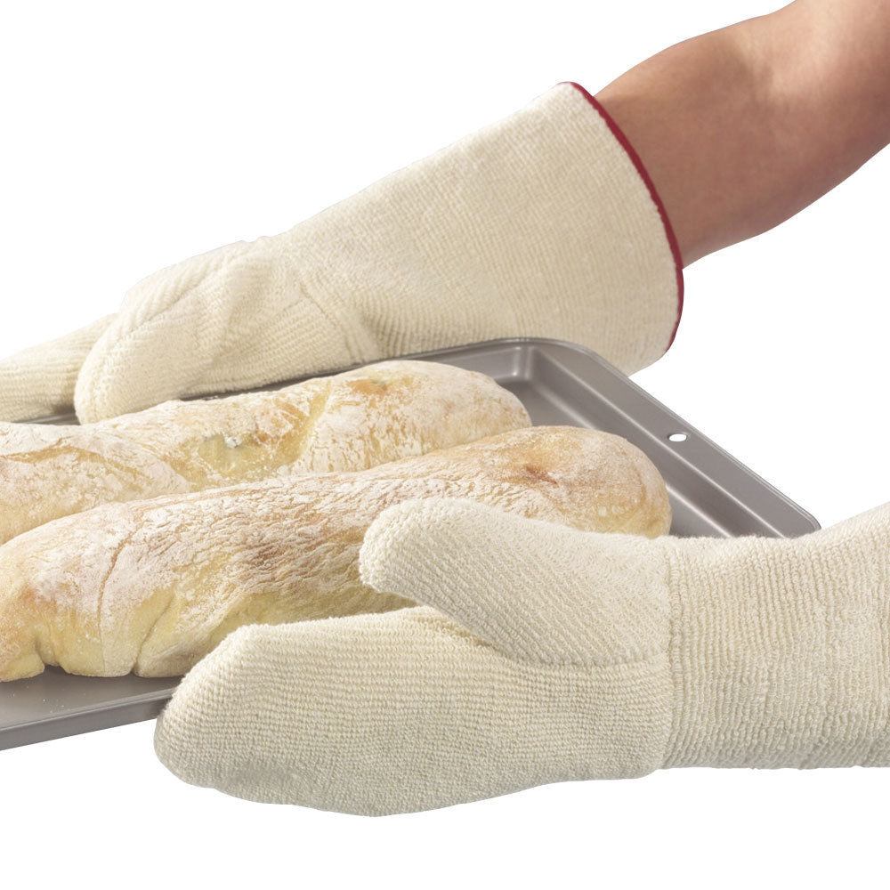 Polyco Bakers Mitt Heat Resistant Oven Mittens 40cm White