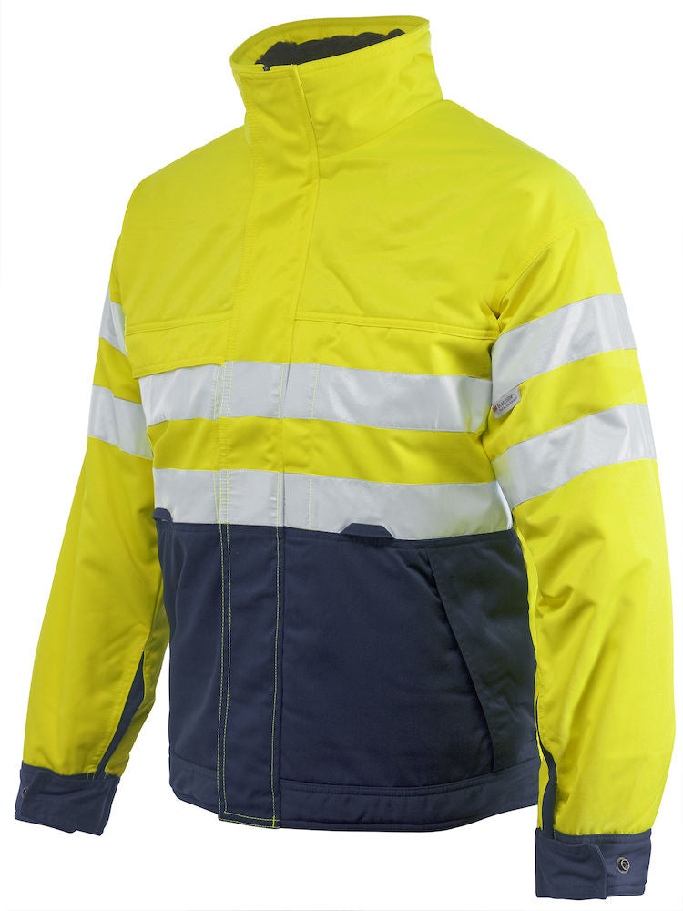 Projob 6407 High Visibility Padded Jacket Two Tone Yellow/Navy Size L