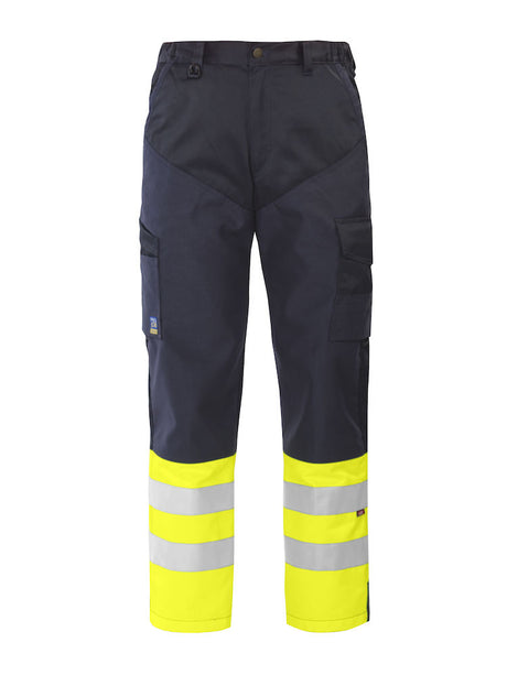 Projob 6507 Men Hi Vis Driver Trousers Navy\Yellow Work Pants, Size - C56