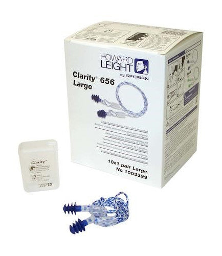 Howard Leight Clarity 656 L Reusable Corded Earplugs SNR=22dB Box Of 10