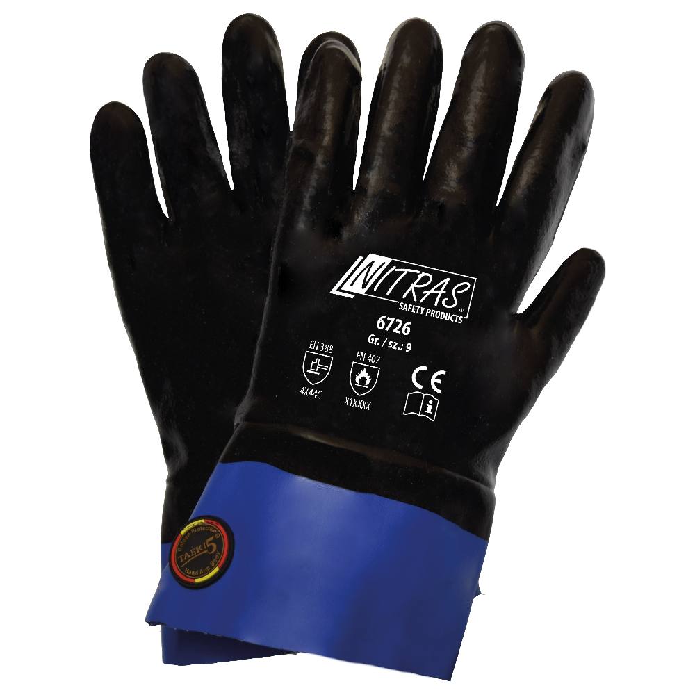 Nitras 6726 Work Gloves Level C Cut Resistant Full Nitrile Coating Size 10