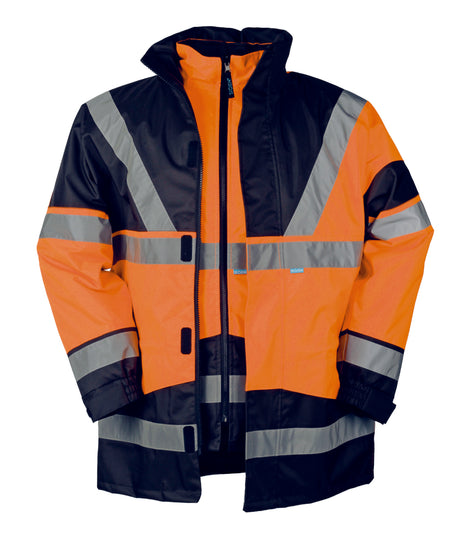 Sioen Skollfield Hi Vis Orange Rain Jacket with Detachable Bodywarmer 209A