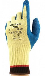 Ansell ActivArmr 80-600 Cut 4 Resistant Kevlar Lined Work Gloves Natural Latex Coating