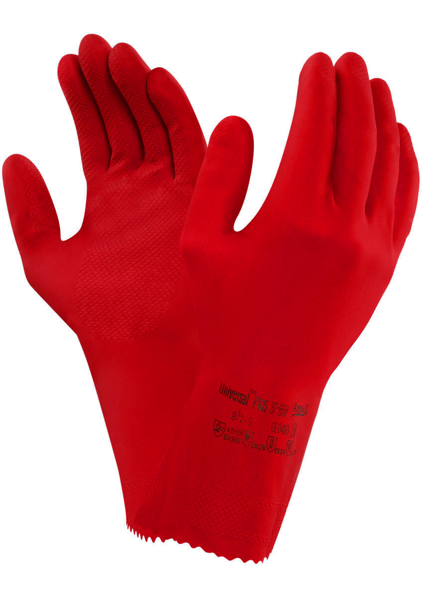 Ansell 87-660 Universal Plus Red Latex Gauntlets