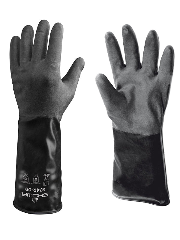 Showa 874R Fully Butyl Coated Extreme Chemicals Protection Black Gauntlets