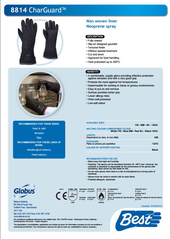 Showa Globus 8814 Heat & Cold Protection Charguard Neoprene Black Glove 3.2.3.2