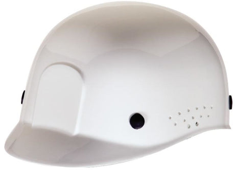 Bump Cap With Low Profile Crown And Perforated Sides Polyethylene White