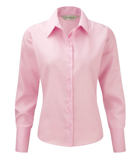 Russell Collection 956F Ladies Shirt Long Sleeve Non-Iron Cotton Pink