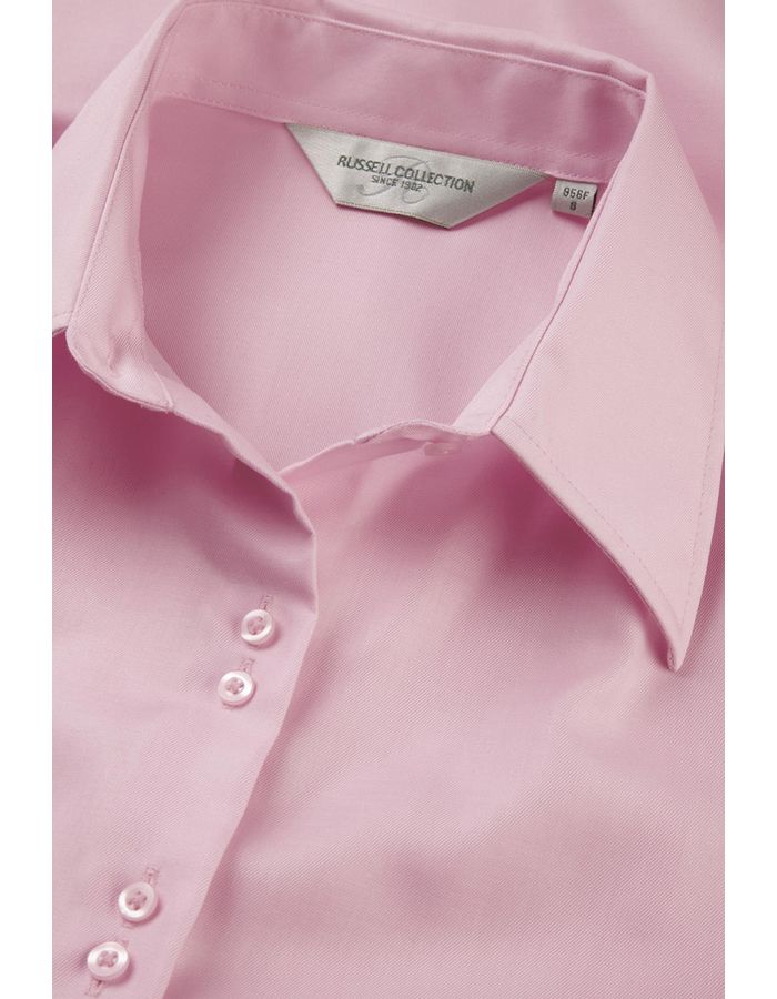 Russell Collection 956F Ladies Shirt Long Sleeve Non-Iron Cotton Pink