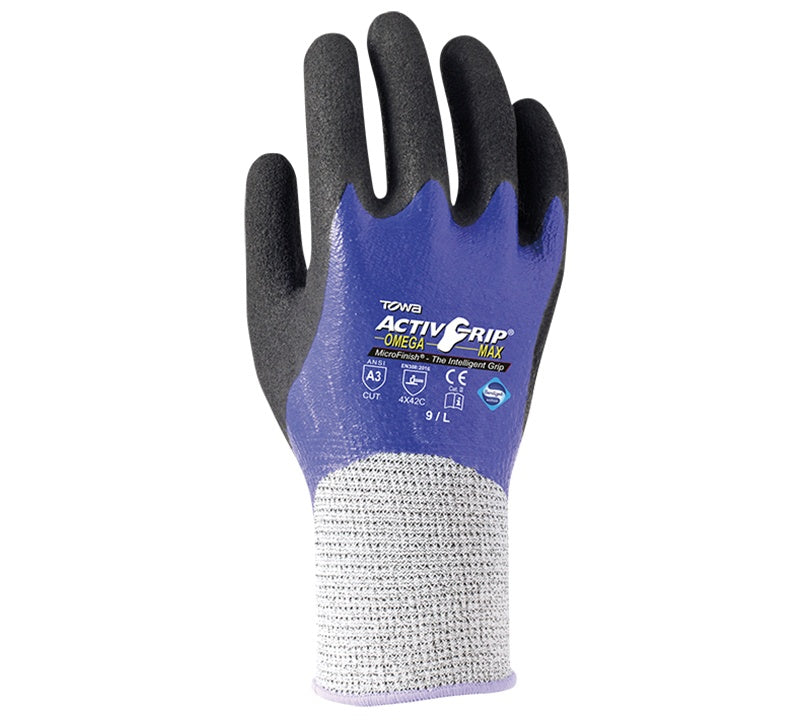 Towa ActivGrip Omega Max 542 Work Gloves Cut 5 Resistant Nitrile Coated