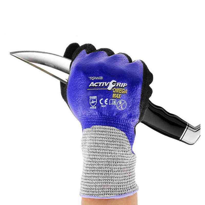 Towa ActivGrip Omega Max 542 Work Gloves Cut 5 Resistant Nitrile Coated