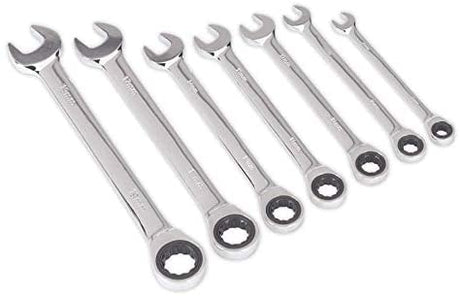 Sealey AK63907 Combination Ratchet Spanner Set 7pc Metric