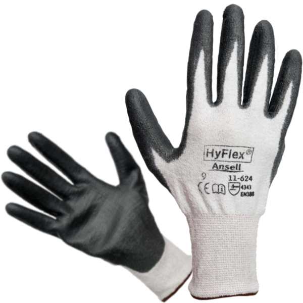 Ansell Hyflex 11-624 Dyneema Work Gloves Level 3 Cut Resistant Hand Protection