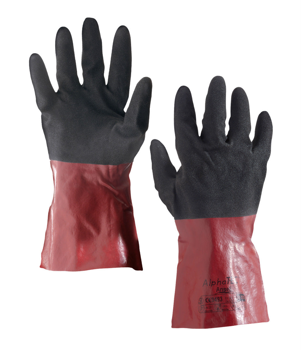 Ansell 58-530 Polymer Coated Alpha Tec Glove - Black\Red