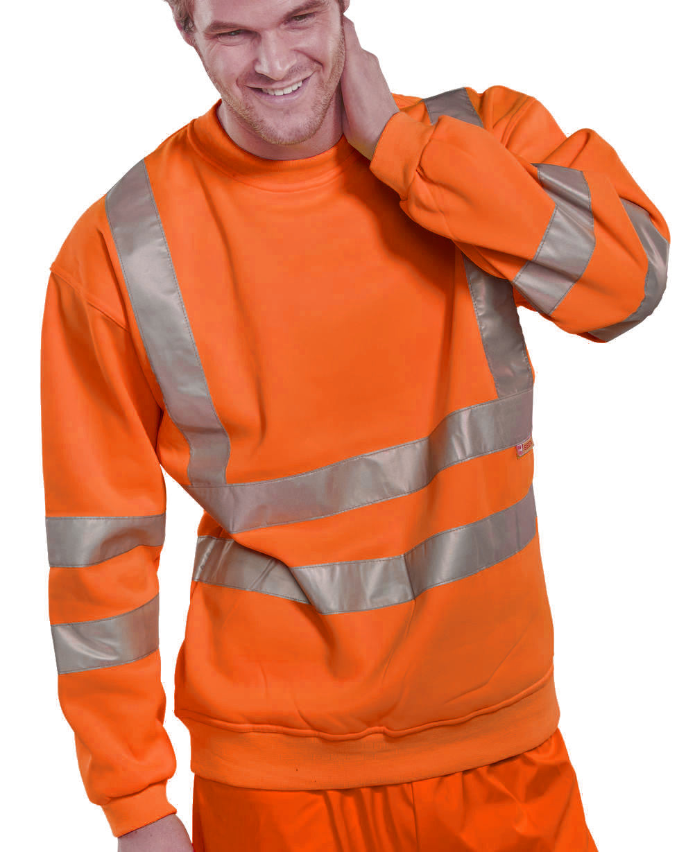 Beeswift BSSENOR Orange 100% Polyester High Visibility Fleece Sweatshirt