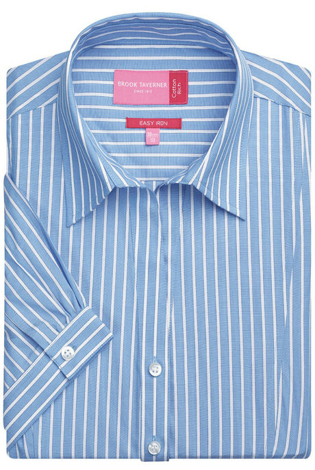 Brook Taverner Pescara 2217C Short Sleeve Blouse, Blue\White Stripe