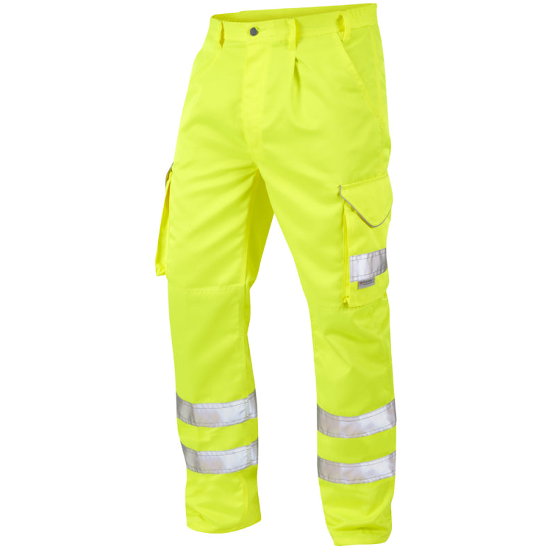 Leo Workwear CT01 Bideford Hi Vis Cargo Trousers Yellow