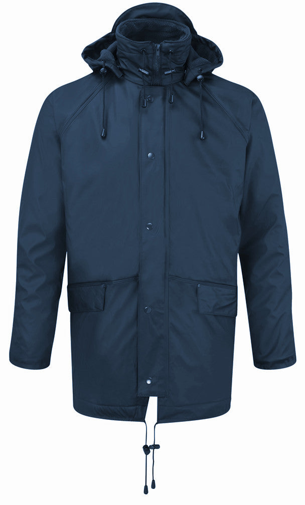 Fortess Flex 219 Waterproof Fleece Lined Front Zip Hooded Rain Jacket Navy