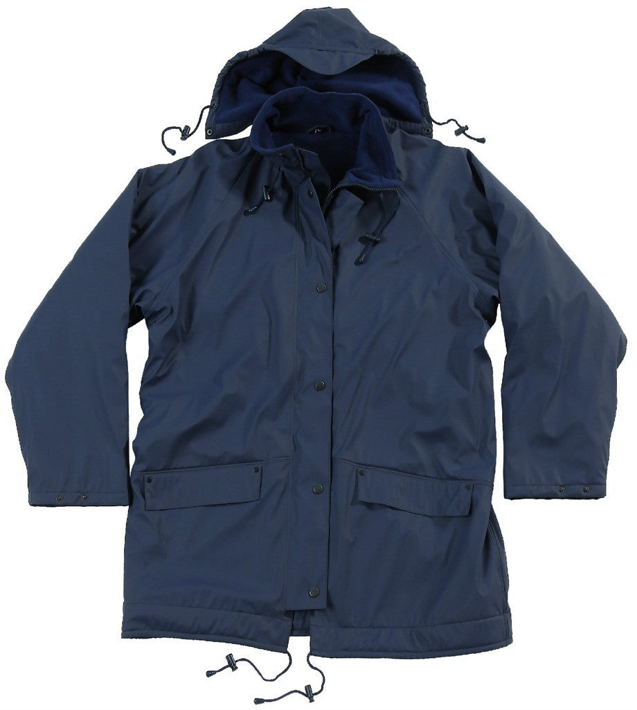 Fortess Flex 219 Waterproof Fleece Lined Front Zip Hooded Rain Jacket Navy