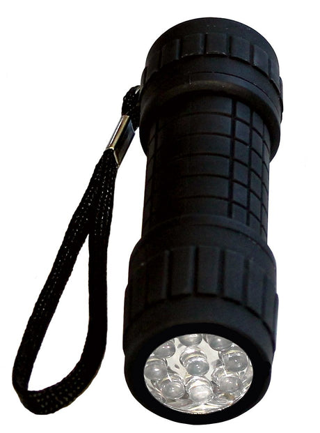 Torch 9 LEDs Rubberised Finish With Wrist Straps Shock Resistant Flashlight