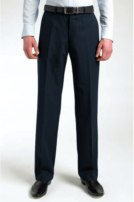 Clubclass Conran Single Pleat Pinstripe Navy Executive Office Men Trousers