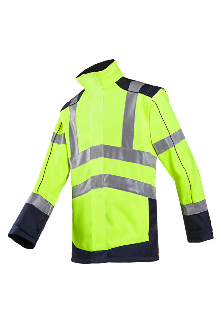 Sioen Drayton Hi-Vis Softshell Jacket with Detachable Sleeves, Size - Large