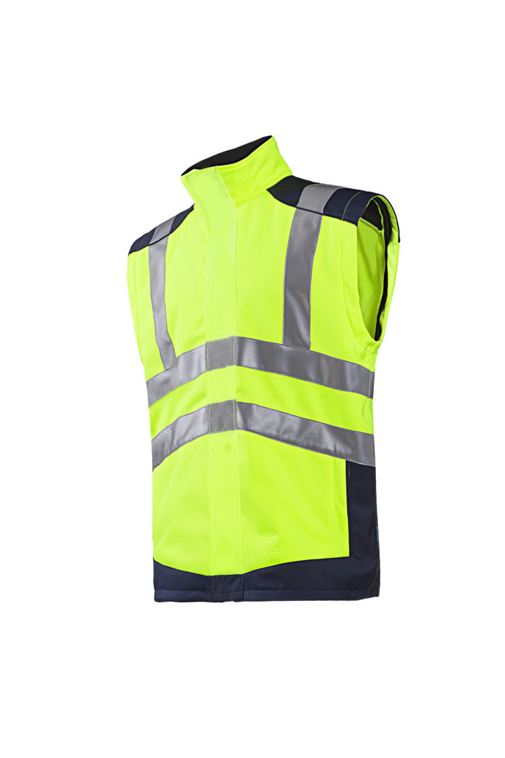 Sioen Drayton Hi-Vis Softshell Jacket with Detachable Sleeves, Size - Large