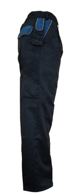 D Style Men Polycotton Work Trousers Navy Contrast Blue Size 38