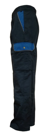 D Style Men Polycotton Work Trousers Navy Contrast Blue Size 38